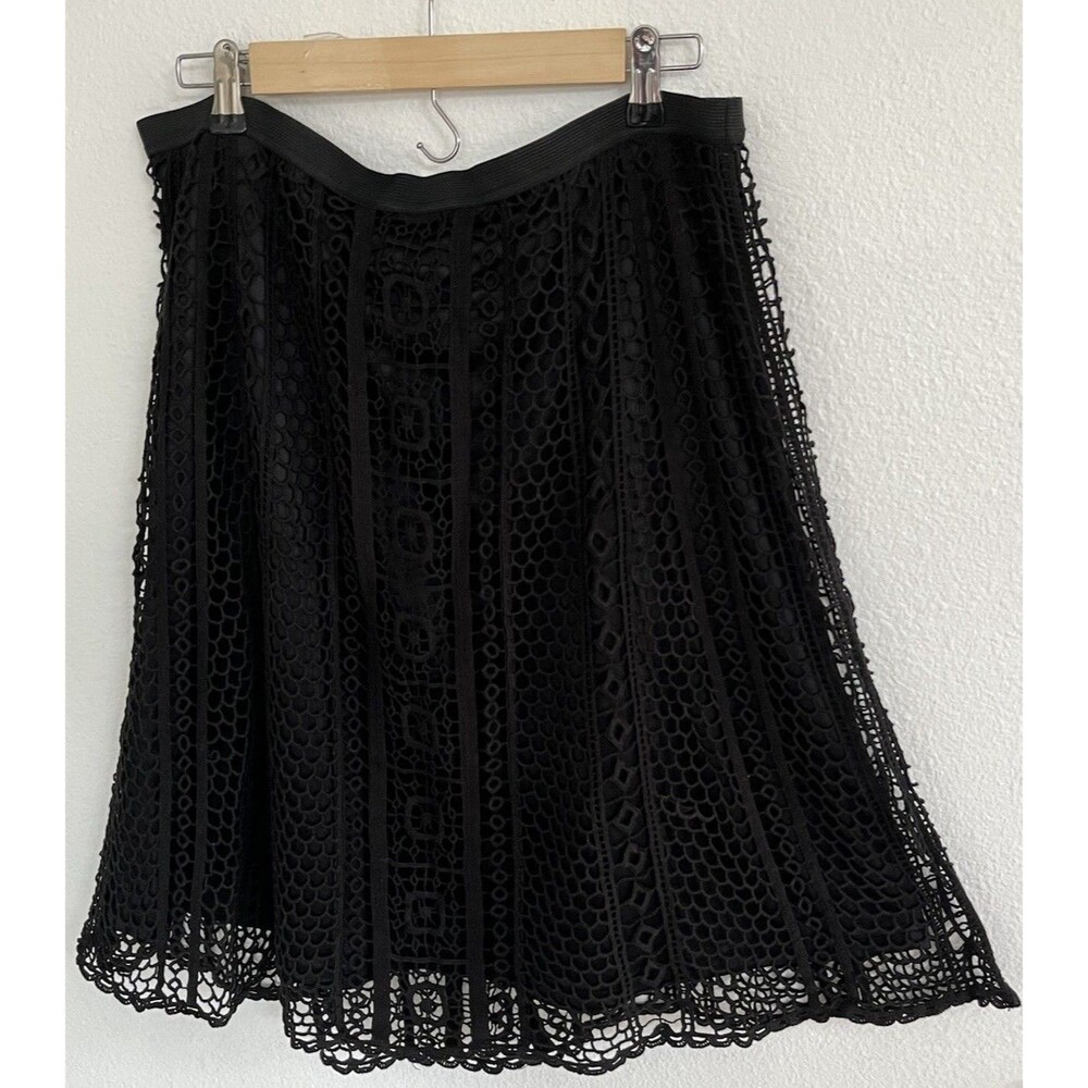 Vtg V Cristina Womens Crochet Lace Knee Length Skirt Large Black Boho Whimsigoth